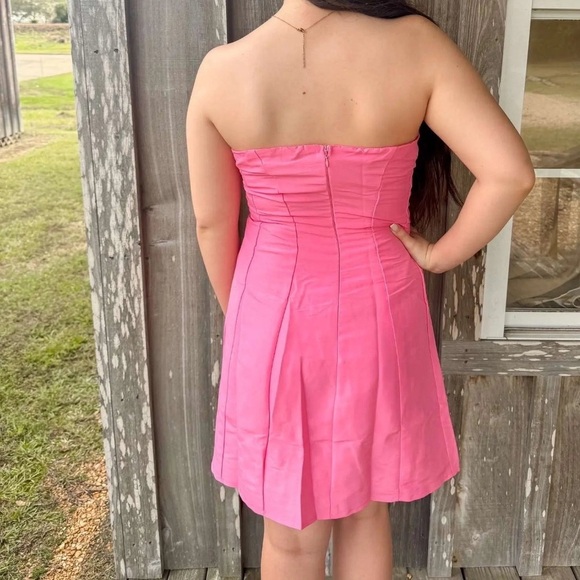 She + Sky STRAPLESS A LINE BOW MINI DRESS - Picture 7 of 9